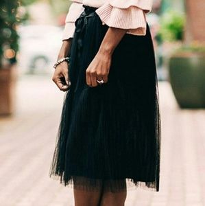 NWOT Francescas Black Pleated Knee Length Skirt M